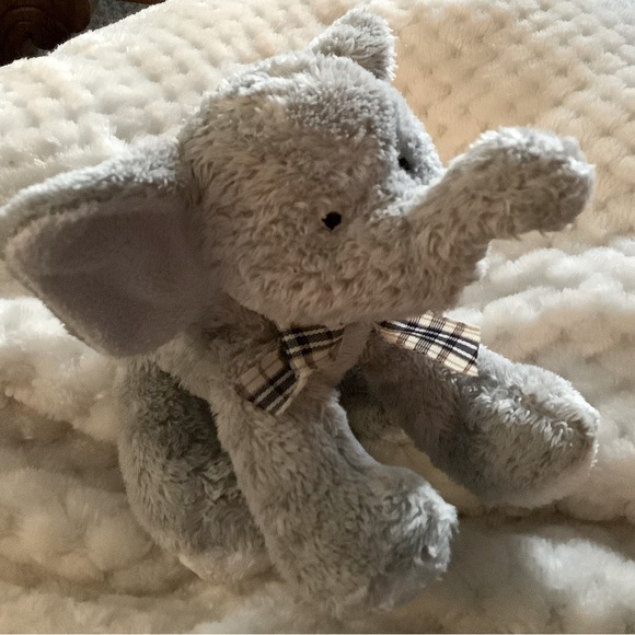 Super Cute Grey Plush Elephant with Plaid Biw Stuffed Animal Toy 🐘 - Picture 2 of 10
